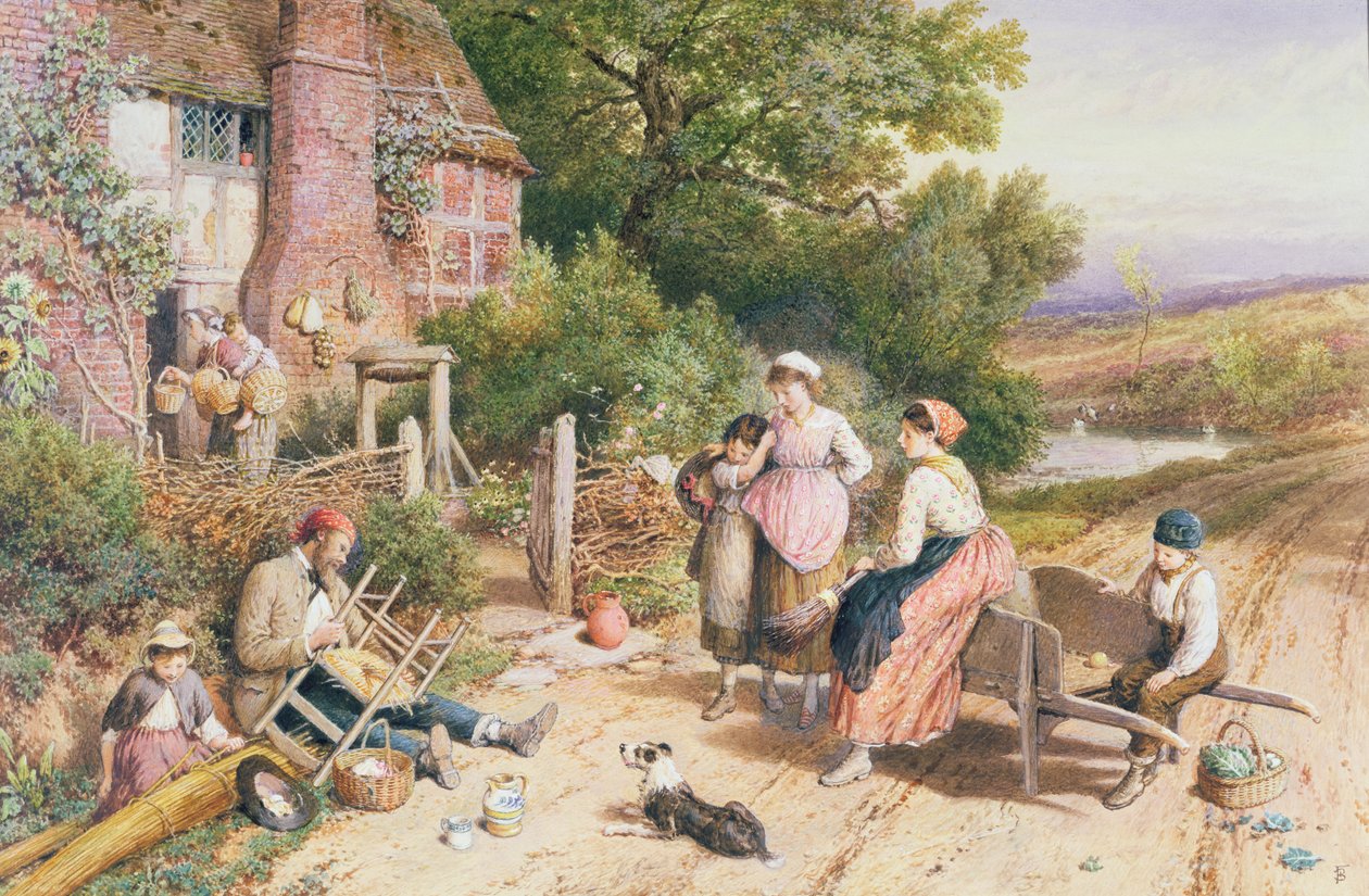 Reisestol Mender og Pedlar med kurver nær Witley, Surrey av Myles Birket Foster