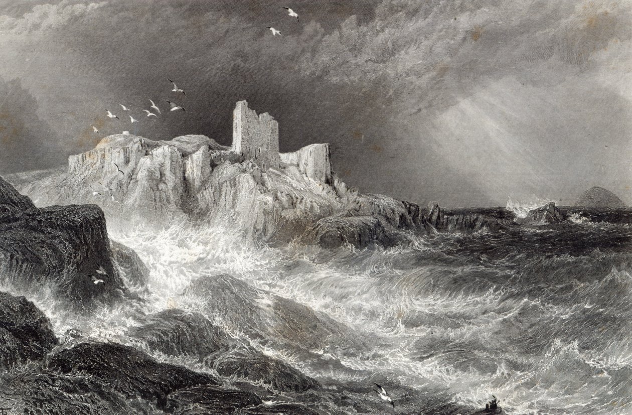 Turnbury Castle, gravert av S. Bradshaw, trykt av Cassell und Company Ltd av Myles Birket Foster