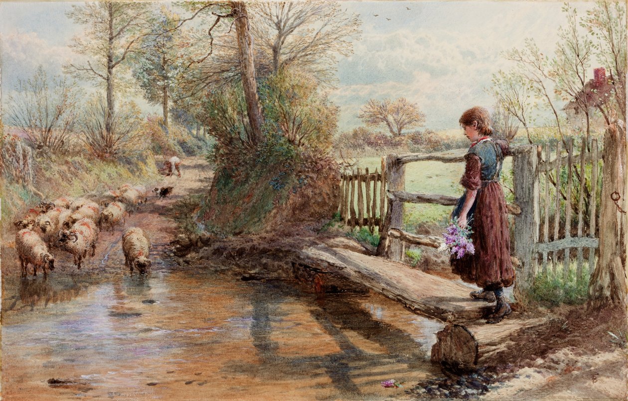 Utsikt i Surrey (bc og wc) av Myles Birket Foster