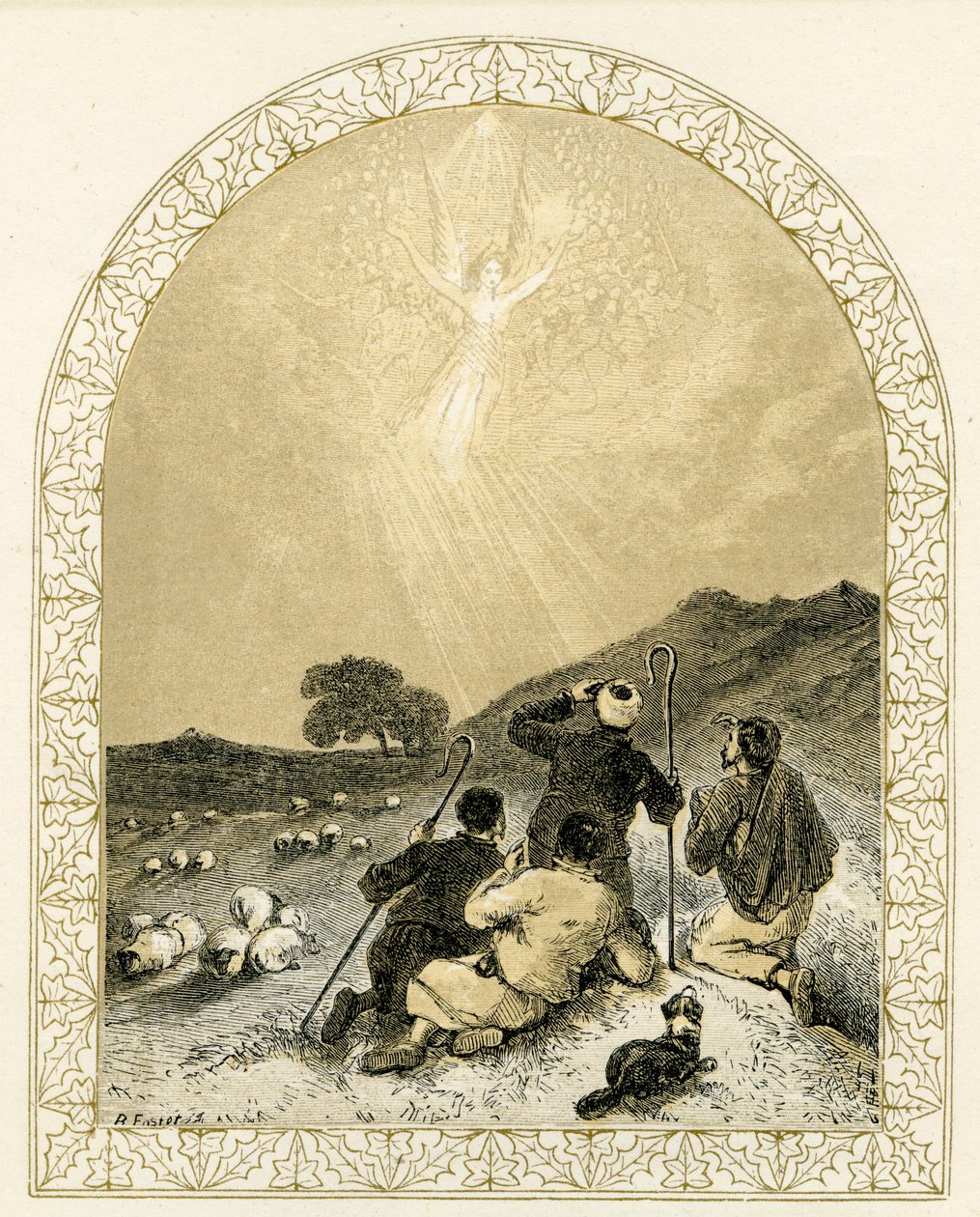 Engel viser seg for gjetere - Bibelen av Myles Birket Foster