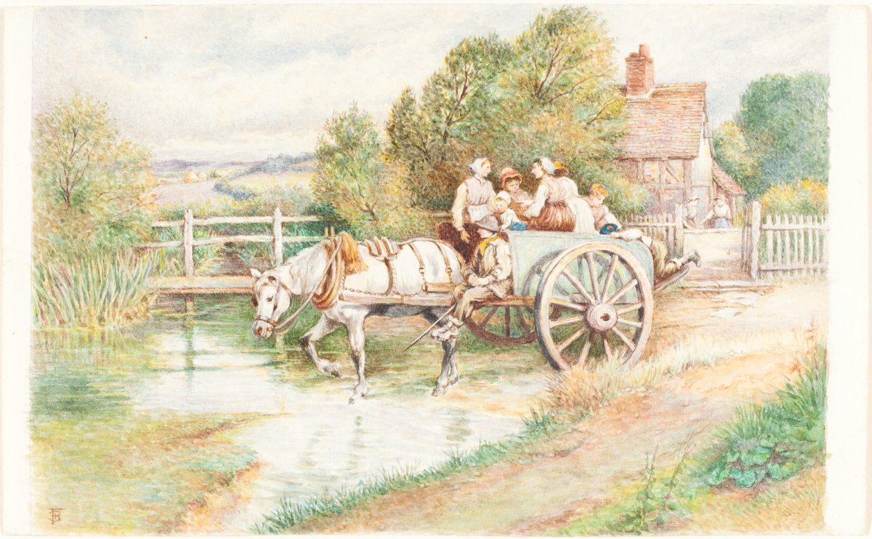 Barn i en vogn av Myles Birket Foster
