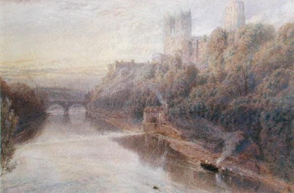 Durham Castle (akvarell på papir) av Myles Birket Foster