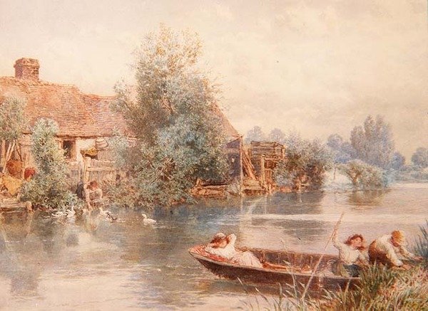 Messing About on the River (akvarell) av Myles Birket Foster
