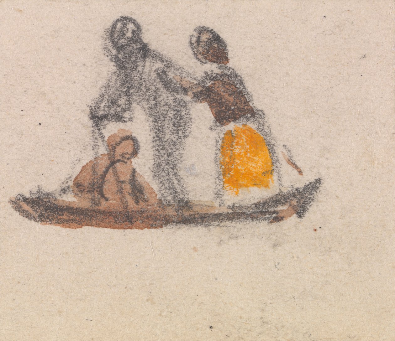 En av en gruppe på tre studier av gondoler av Myles Birket Foster
