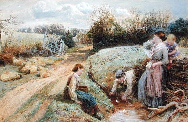 Seilende lekebåter i strømmen av Myles Birket Foster