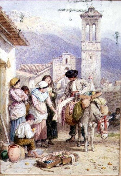 The Pedlar (akvarell) av Myles Birket Foster
