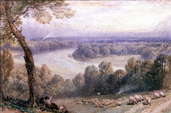Themsen fra Richmond Hill av Myles Birket Foster