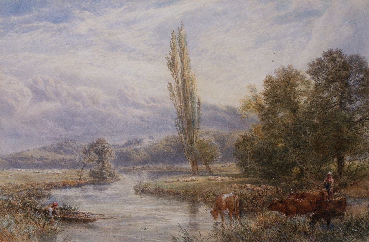 The Watering Place (akvarell) av Myles Birket Foster