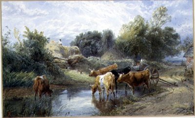 Vanningstid (akvarell) av Myles Birket Foster