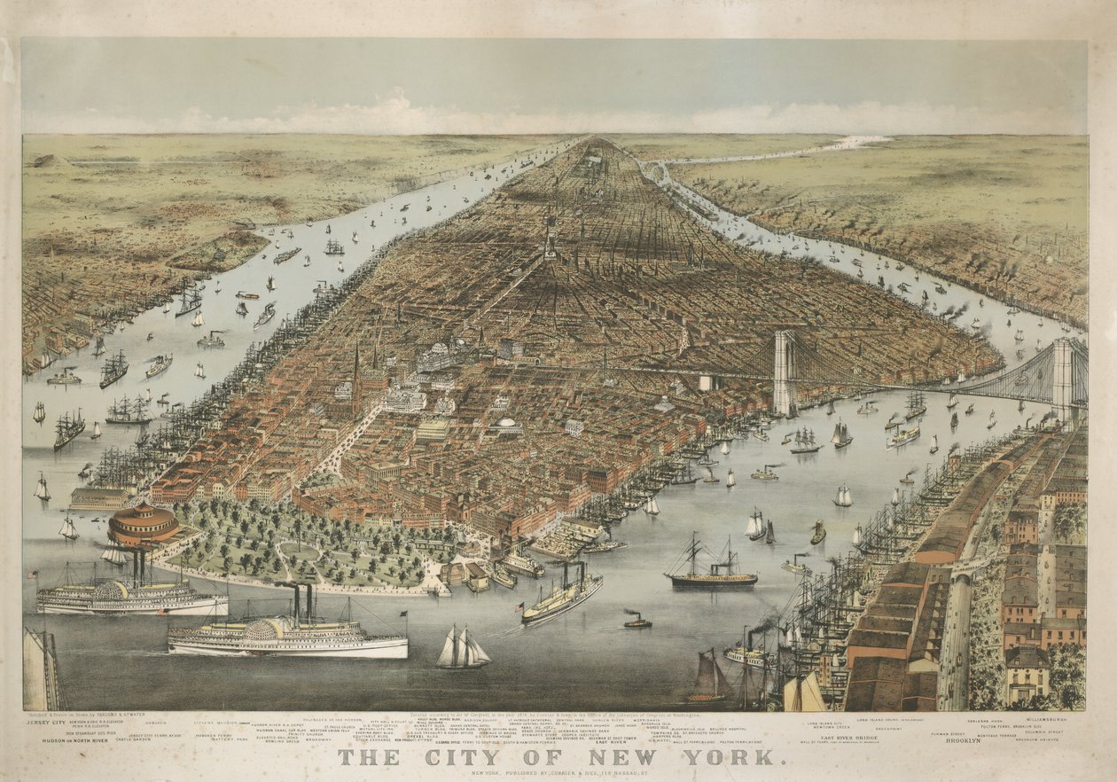 Byen New York, 1876 av Nathaniel Currier