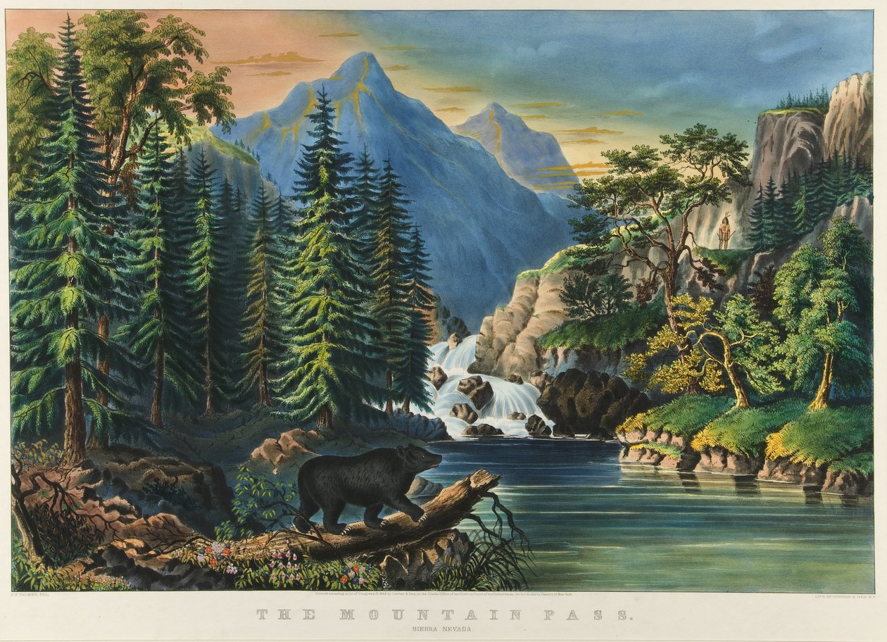 Fjellpasset: Sierra Nevada, 1867 av Nathaniel Currier