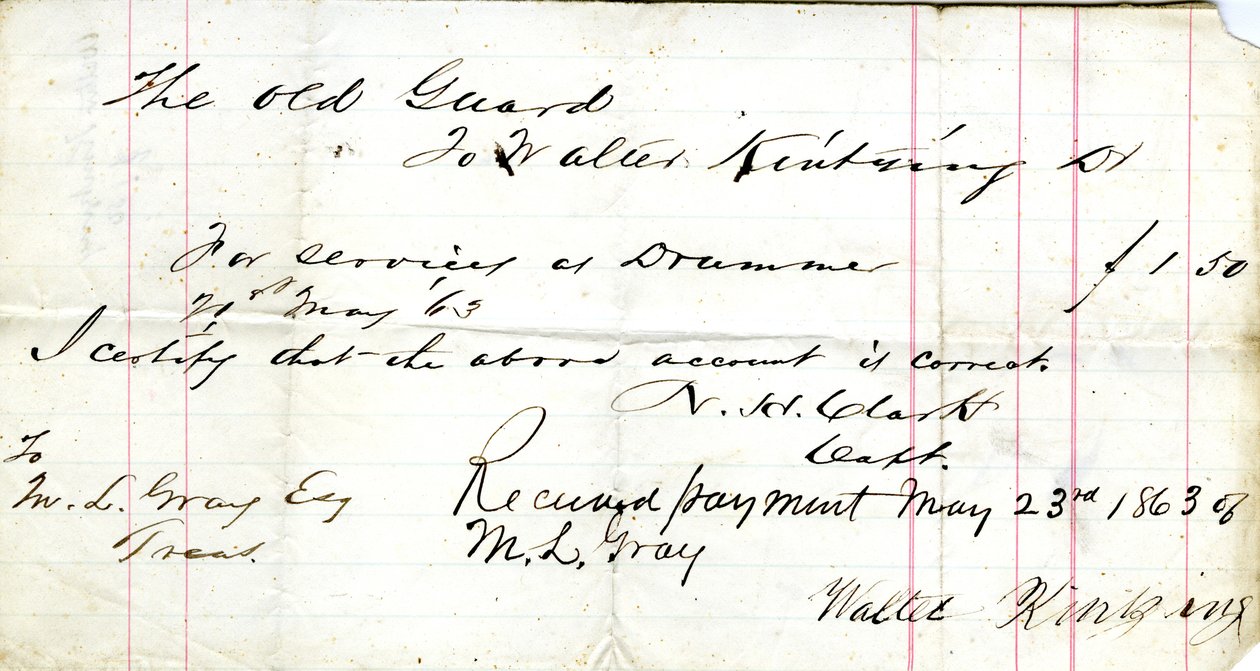 For tjenester som trommeslager av N. H. Clark