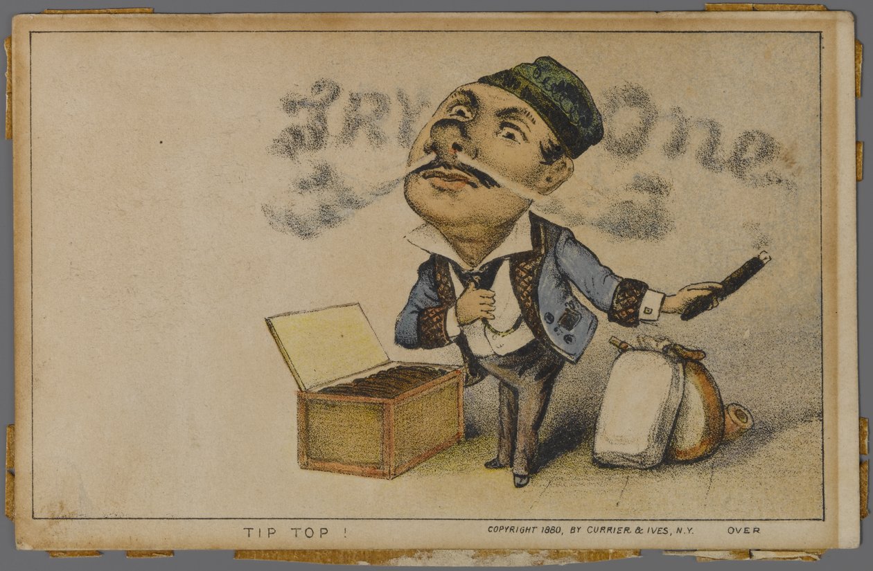 Annonse for Tip Top-sigarer, 1880 av N. and Ives, J.M. Currier