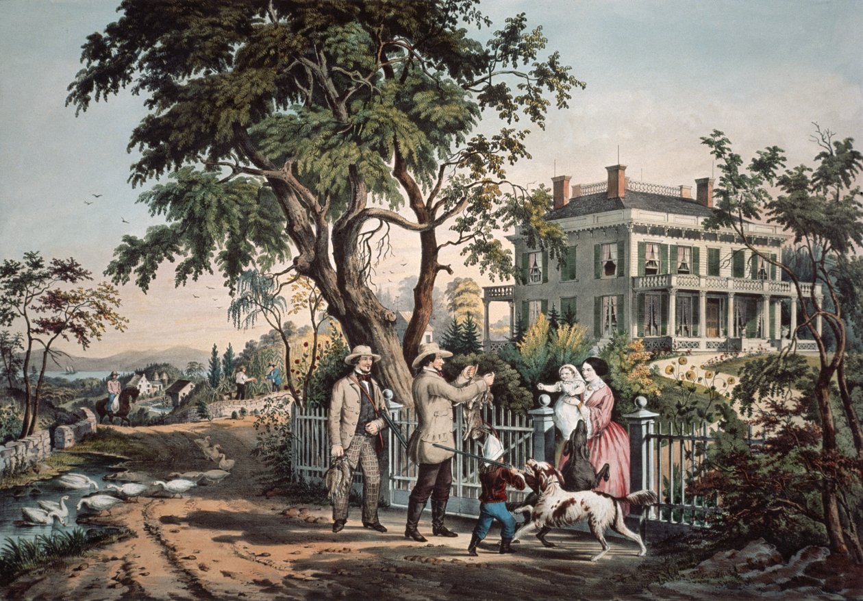 American Country Life - oktober ettermiddag, 1855 av N. and Ives, J.M. Currier