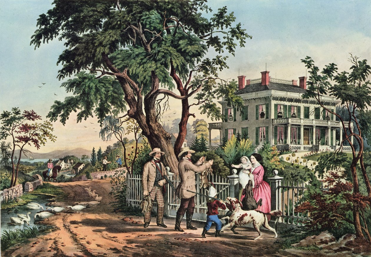 American Country Life - oktober ettermiddag, 1855 av N. and Ives, J.M. Currier