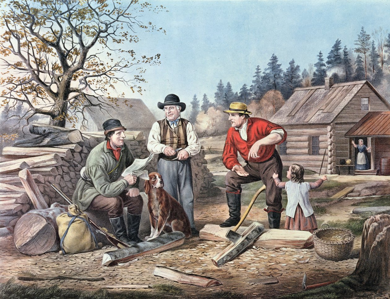 Arguing the Point - de siste nyhetene, 1855 av N. and Ives, J.M. Currier