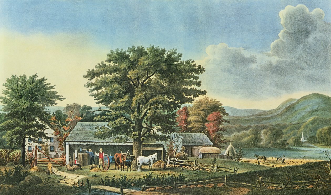 Høst i New England - Ciderproduksjon, 1866 av N. and Ives, J.M. Currier