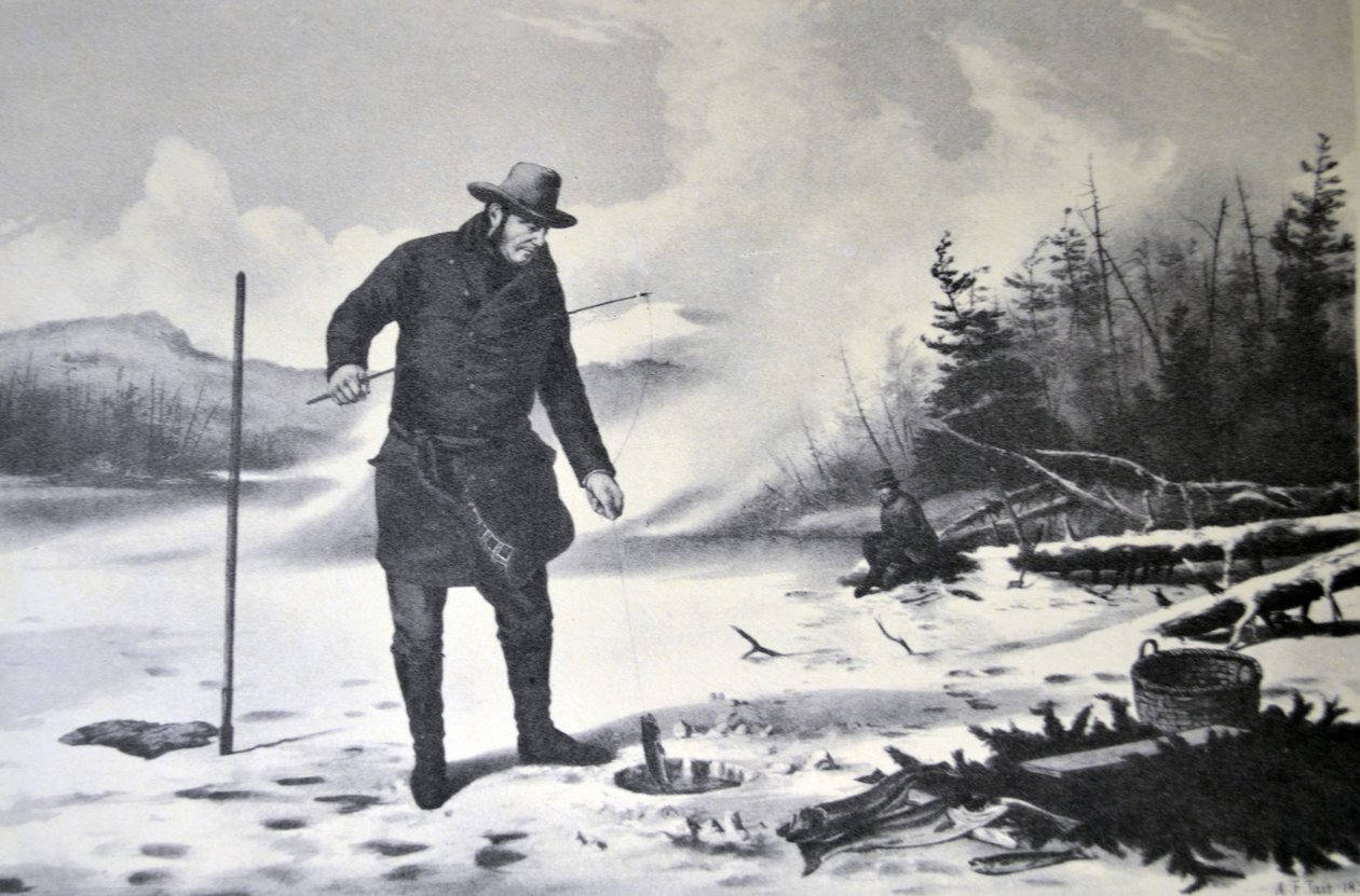 Currier & Ives Illustrasjon 1800-tallet. Amerikansk vintersport av N. and Ives, J.M. Currier
