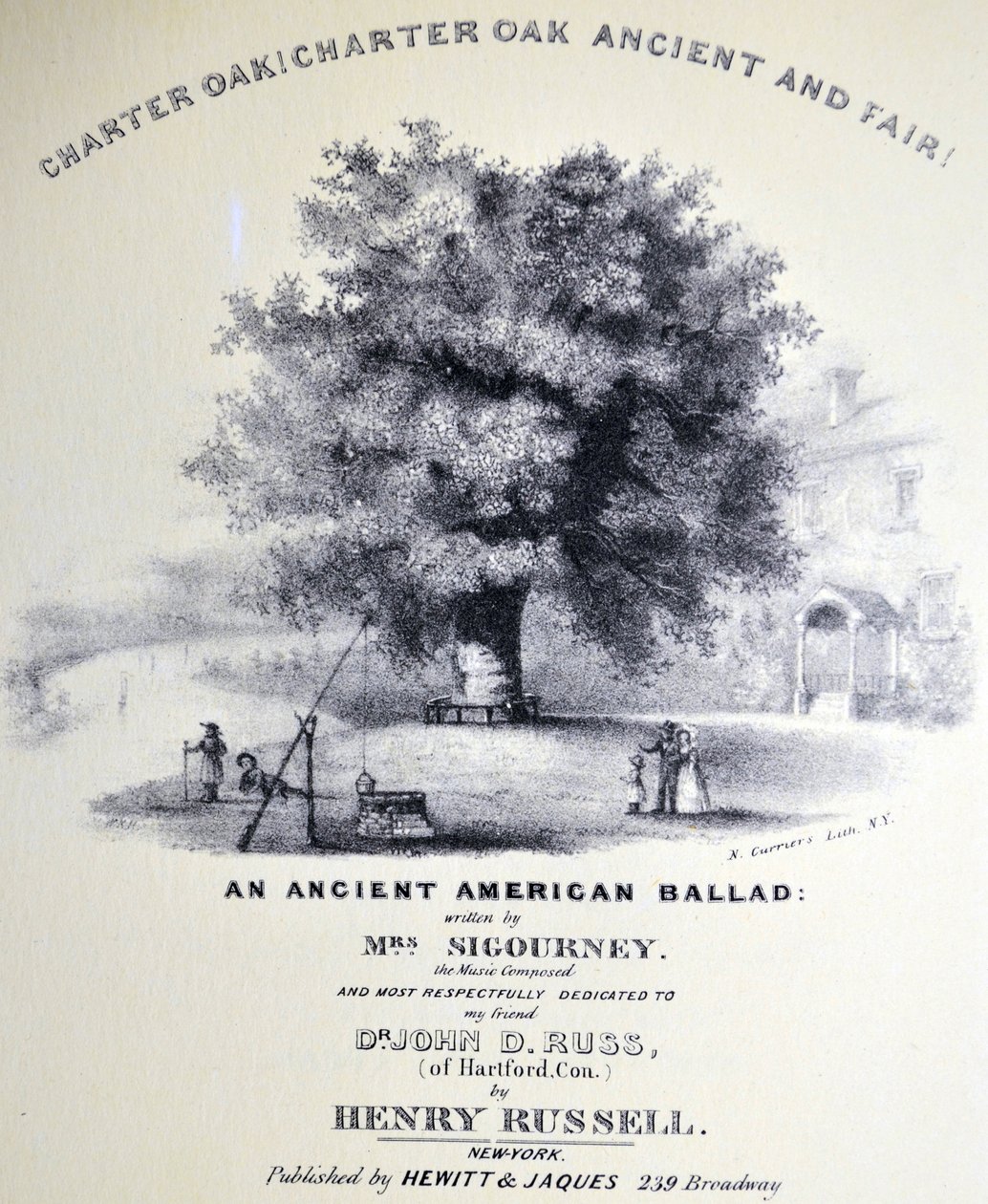 Currier & Ives Illustrasjon 1800-tallet. Charter Eik! Charter Oak Ancient and Fair av N. and Ives, J.M. Currier