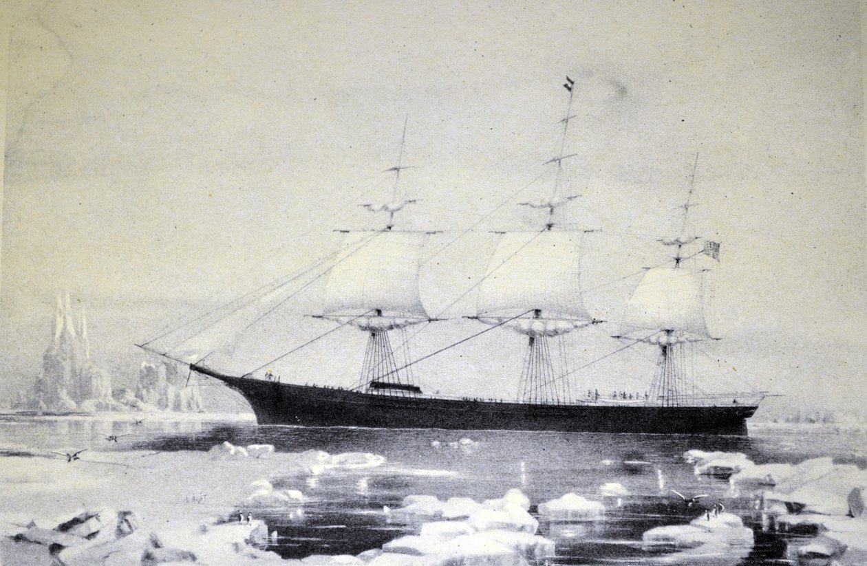 Currier & Ives Illustrasjon 1800-tallet. Clipper Ship rød jakke av N. and Ives, J.M. Currier