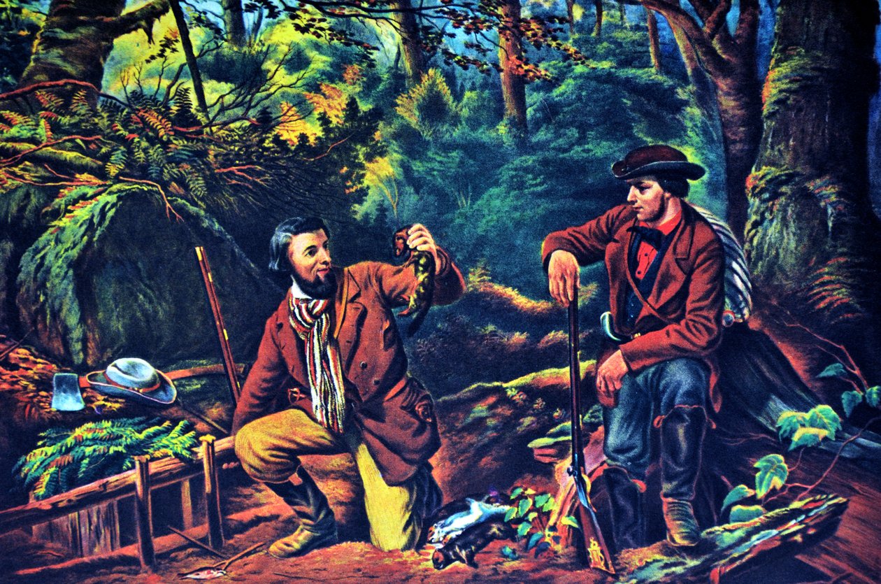 Currier & Ives Illustrasjon 1800-tallet. Minkfangst Prime av N. and Ives, J.M. Currier