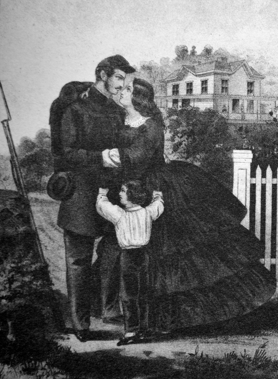 Currier & Ives Illustrasjon 1800-tallet. Ut til krigen. Soldatene adieu. av N. and Ives, J.M. Currier