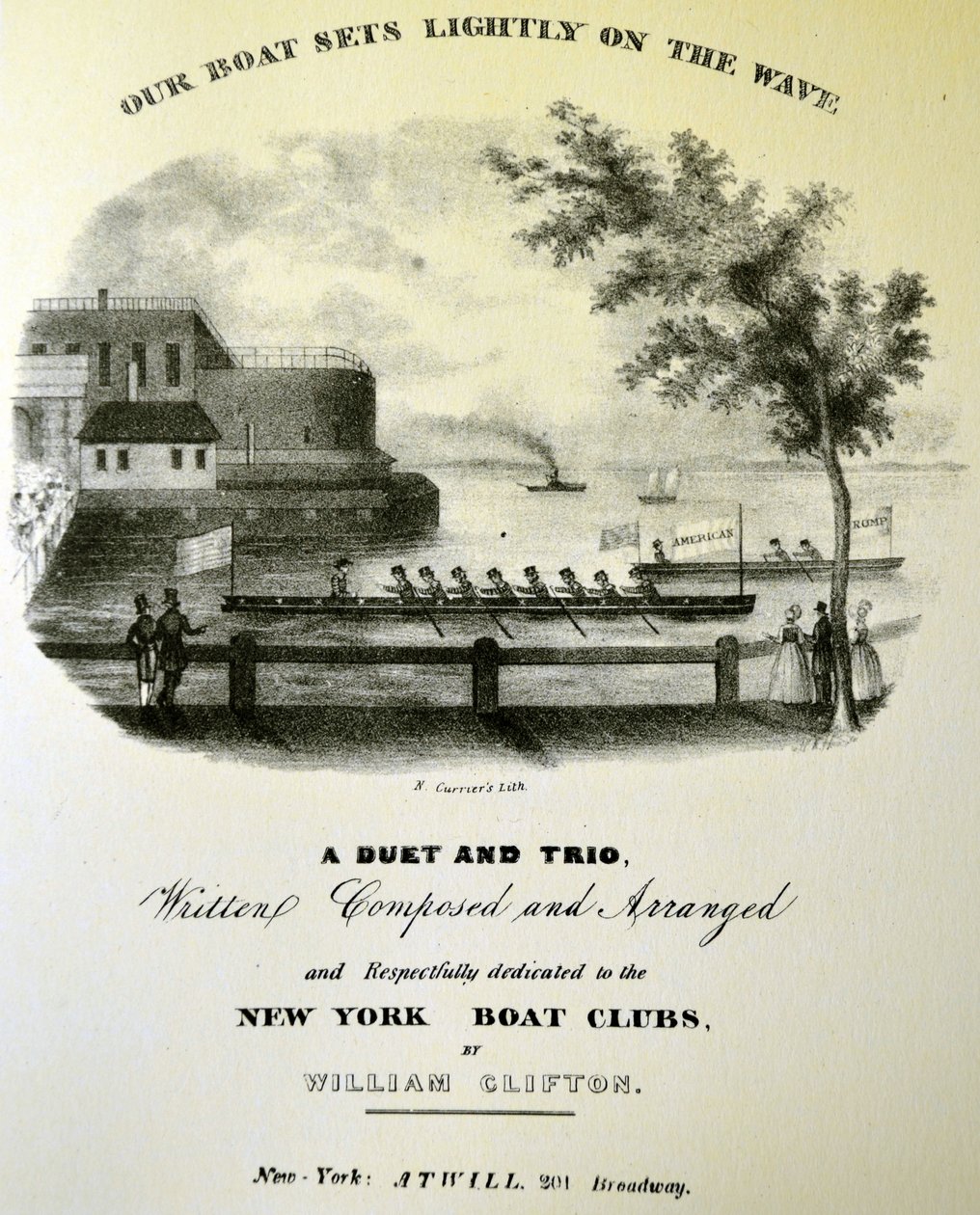 Currier & Ives Illustrasjon 1800-tallet. Vår båt setter lett på bølgen av N. and Ives, J.M. Currier