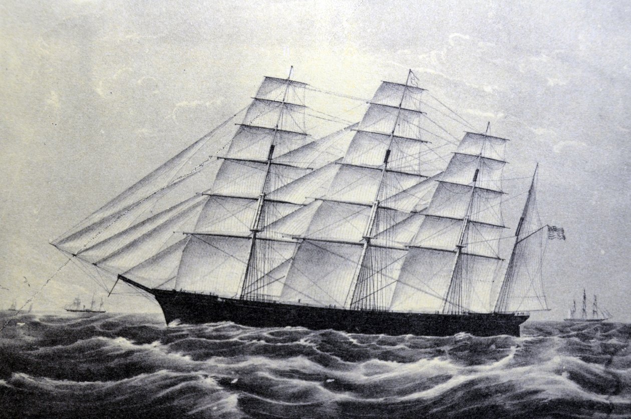 Currier & Ives Illustrasjon 1800-tallet. Clipper-skipet Den store republikken av N. and Ives, J.M. Currier