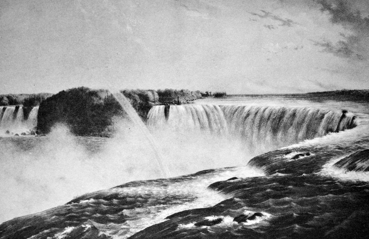 Currier & Ives Illustrasjon 1800-tallet. Fallene utenfor Niagara, fra Canada-siden. av N. and Ives, J.M. Currier