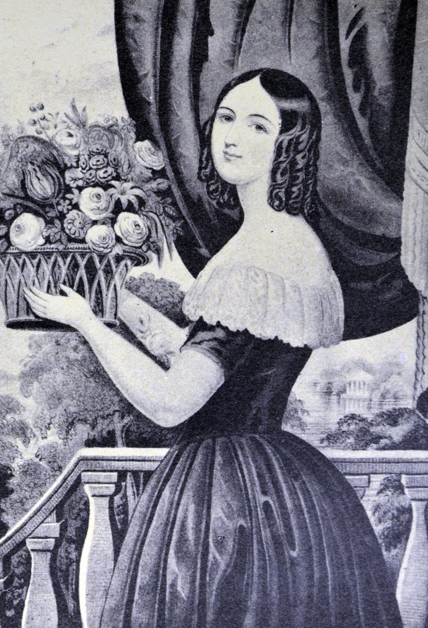 Currier & Ives Illustrasjon 1800-tallet. Blomsterjenta av N. and Ives, J.M. Currier