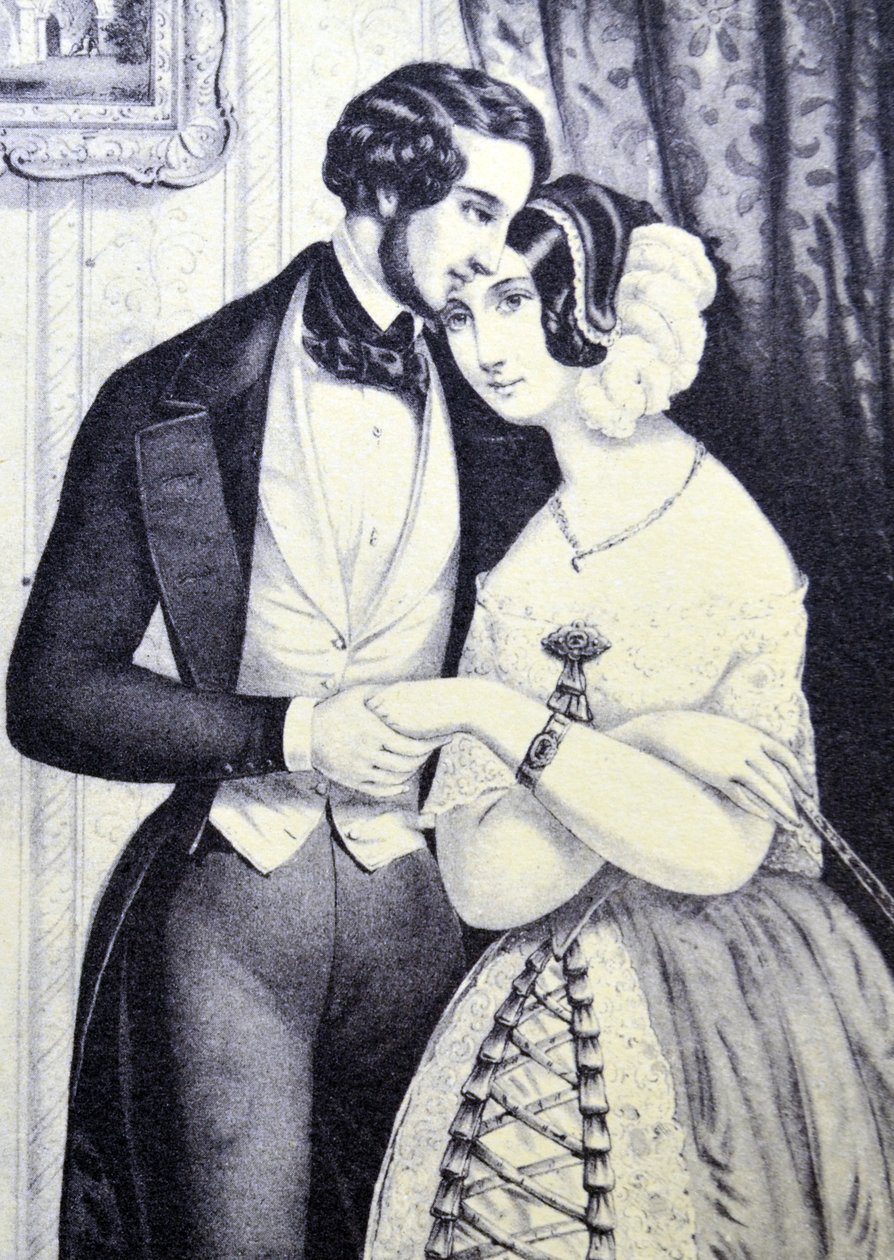 Currier & Ives Illustrasjon 1800-tallet. The Lovers Reconciliation av N. and Ives, J.M. Currier