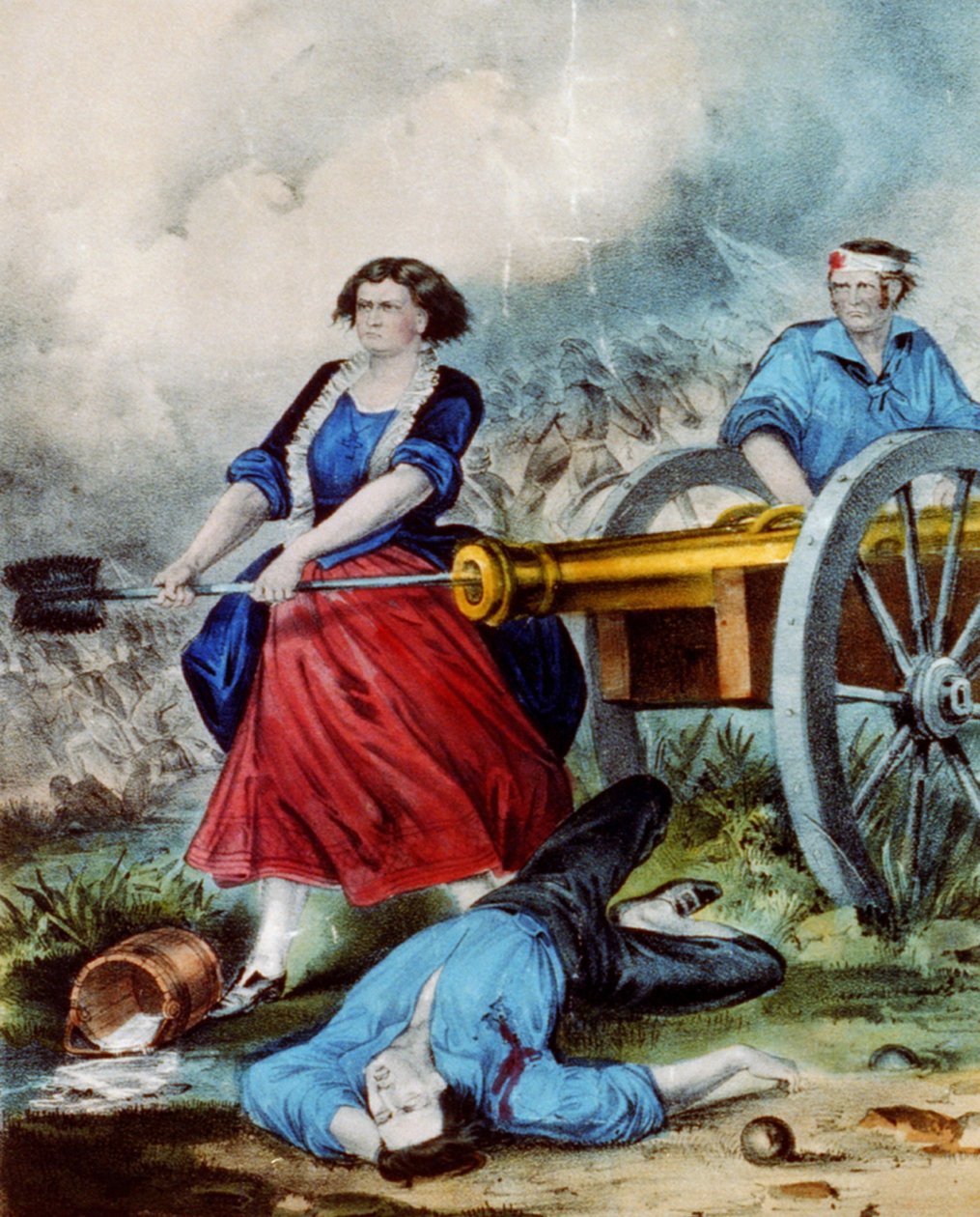 Molly Pitcher, 1876 (fargelitografi) av N. and Ives, J.M. Currier