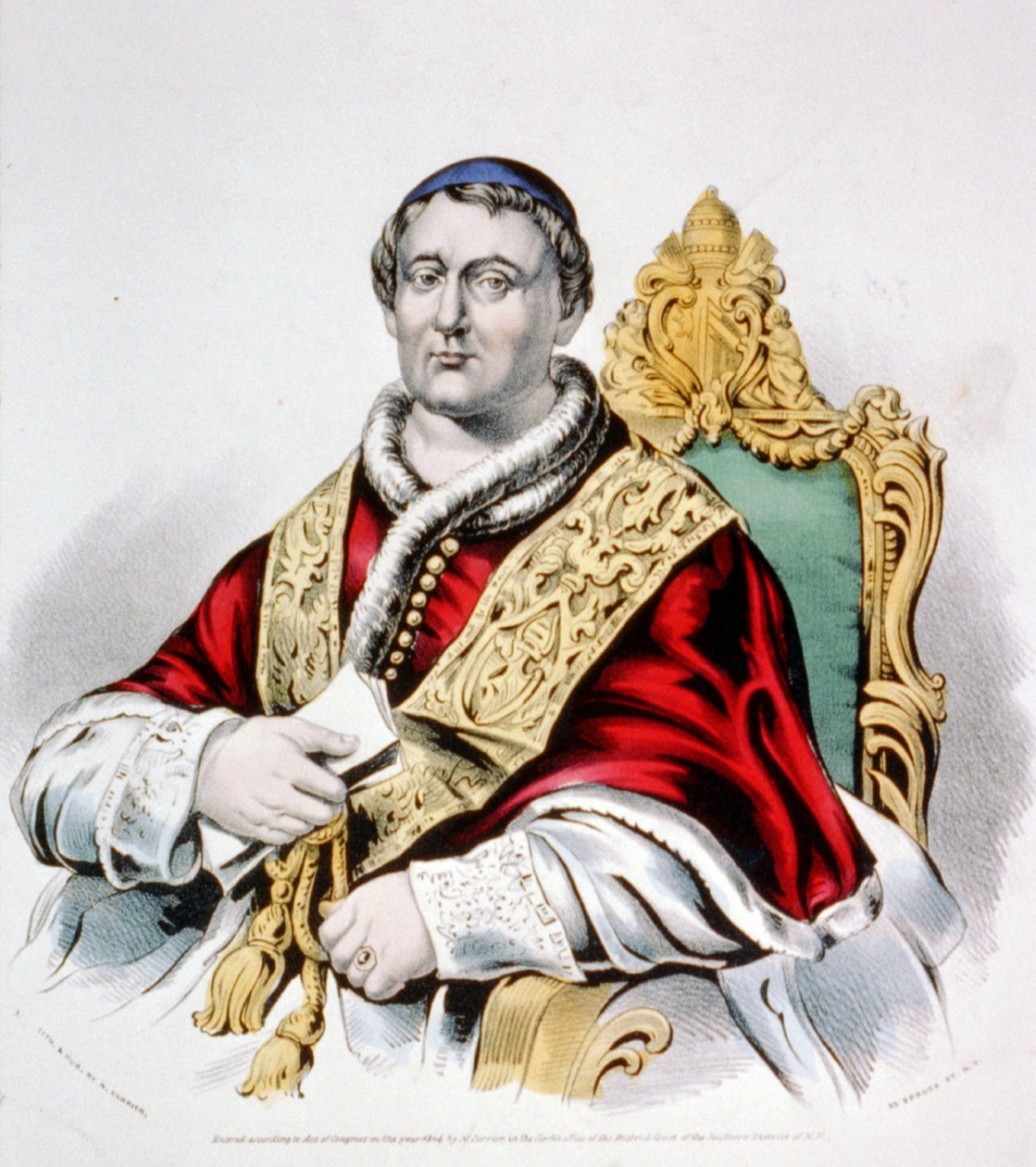 Pave Pius IX, 1846 (håndfarget litografi) (håndfarget litografi) av N. and Ives, J.M. Currier