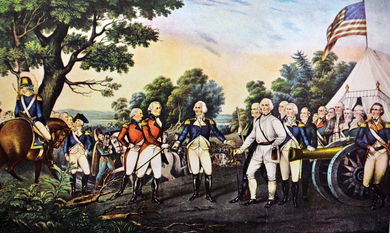 Overgivelse av general Burgoyne i Saratoga N.Y. 17. oktober 1777 av N. and Ives, J.M. Currier