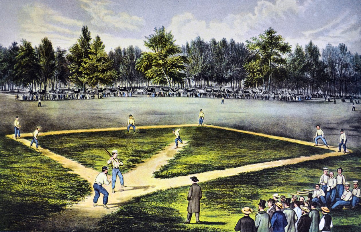 The American National Game of Base Ball av N. and Ives, J.M. Currier