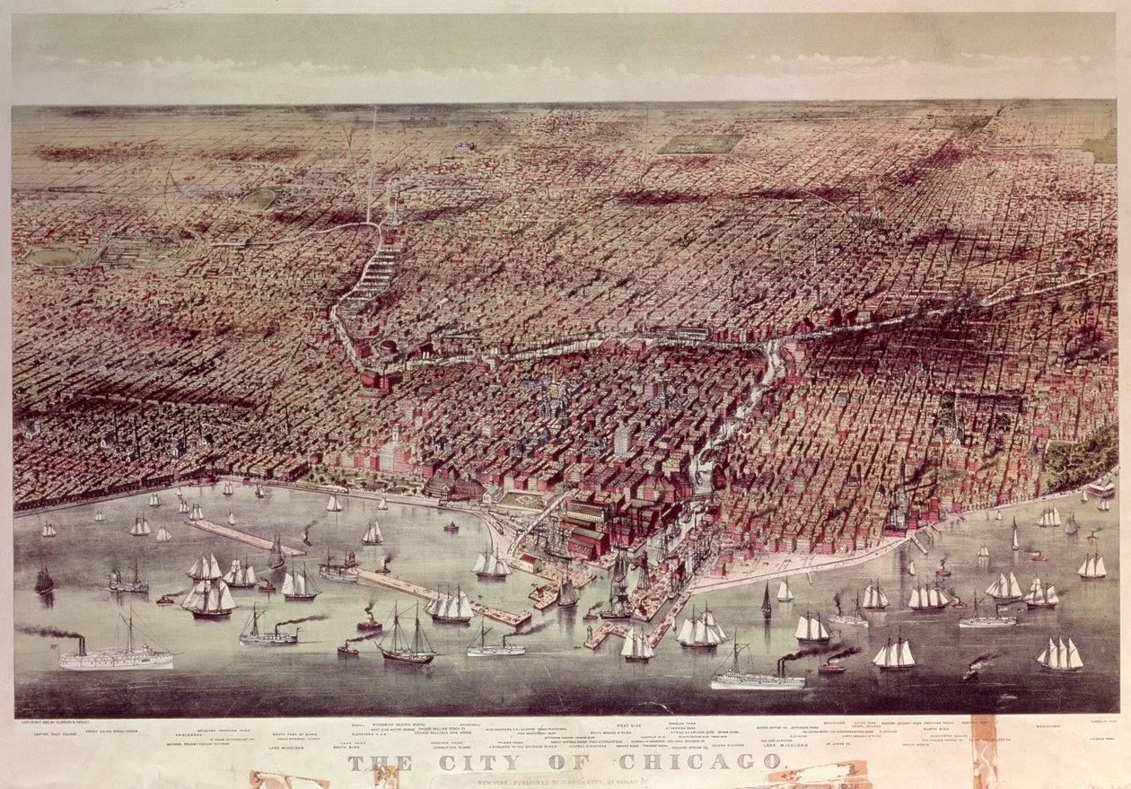 Byen Chicago, Illinois, 1892 av N. and Ives, J.M. Currier