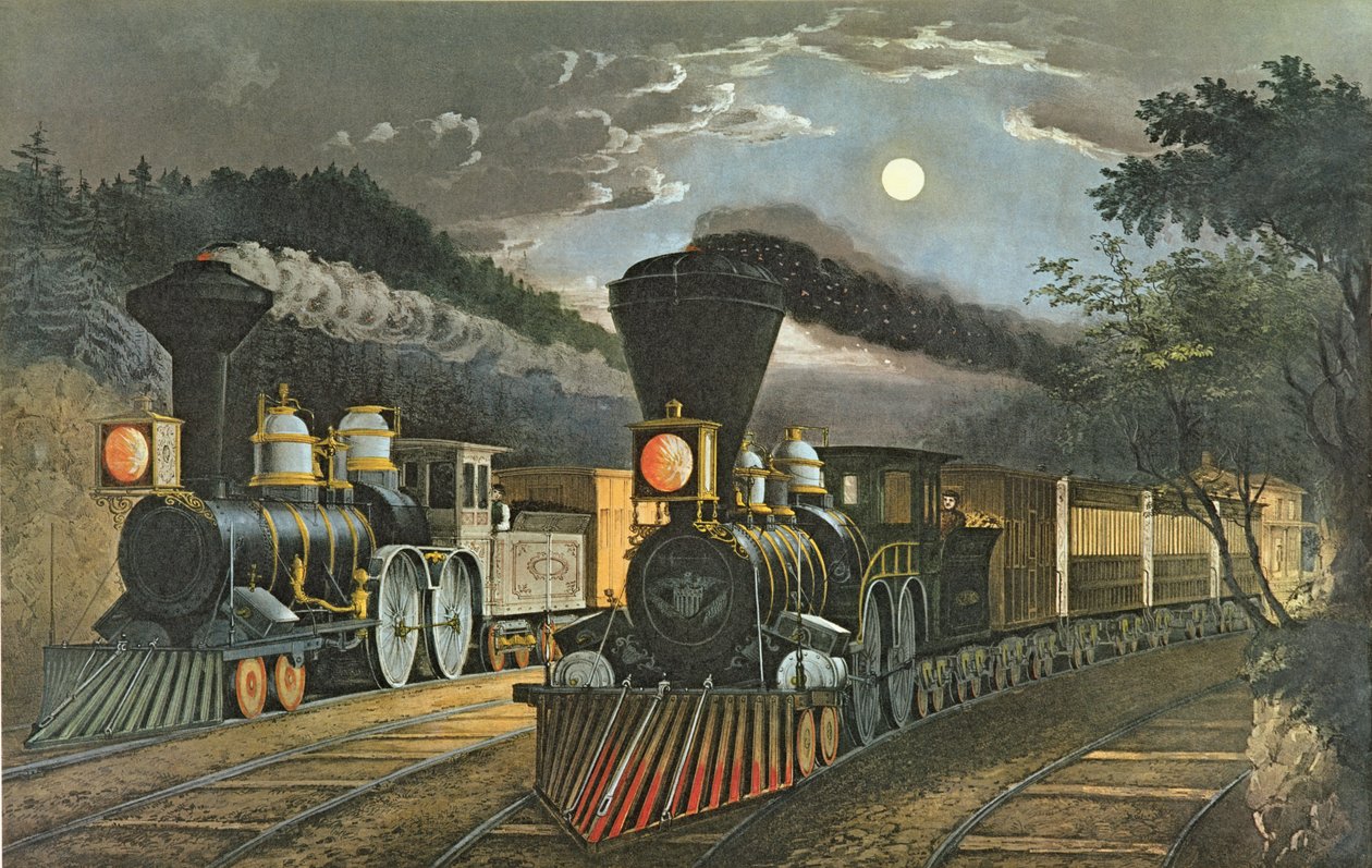 Lynekspresstogene, 1863 av N. and Ives, J.M. Currier