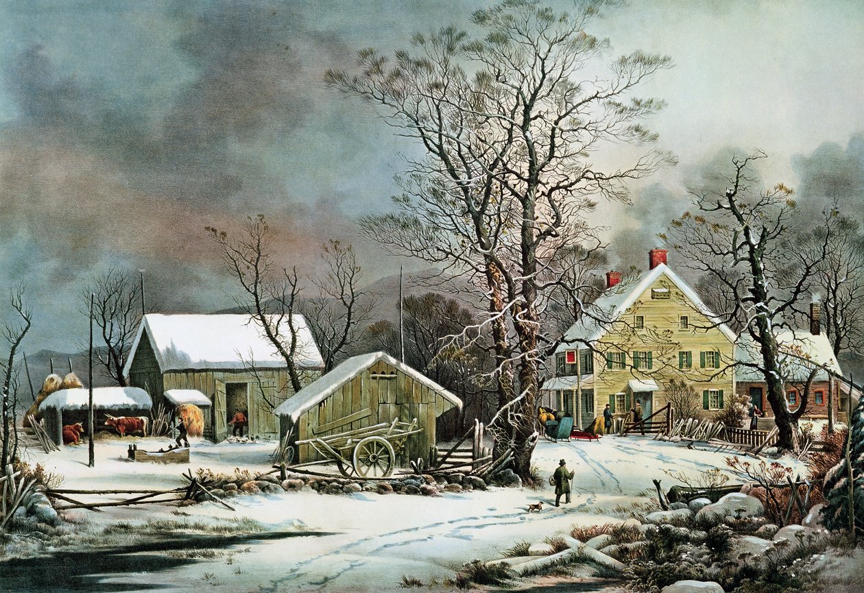 Winter in the Country - A Cold Morning, New England av N. and Ives, J.M. Currier