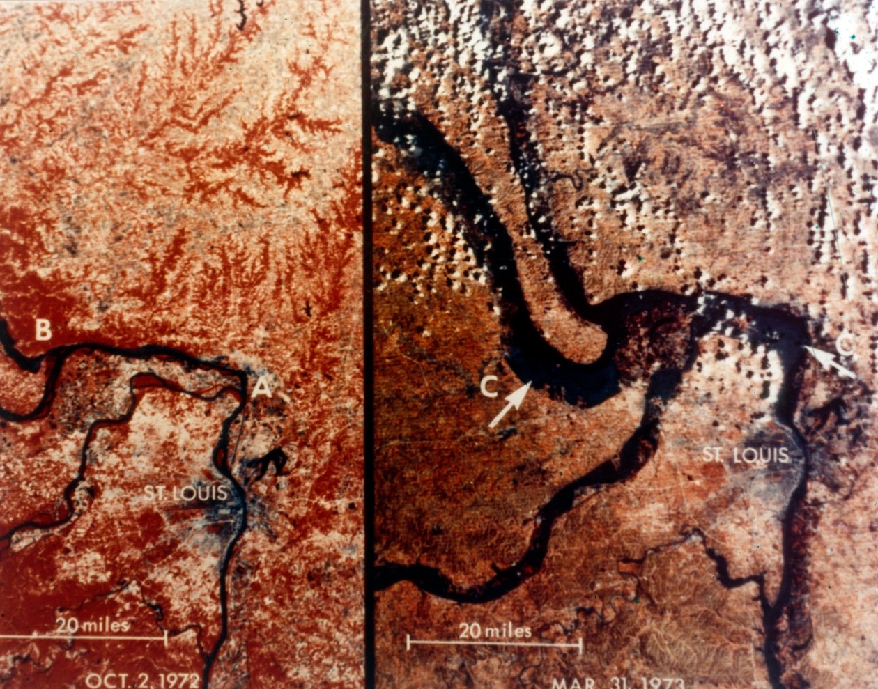 Jorden fra verdensrommet - Mississippi-elven og St. Louis, USA, ca 1980-tallet. av NASA Images