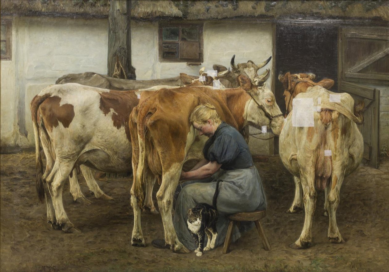 Melking av kyrne. Vestjylland av N.P. Mols
