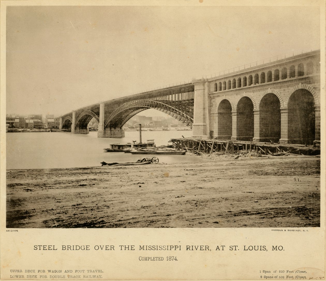 Stålbro over Mississippi -elven av NY Harroun and Bierstadt
