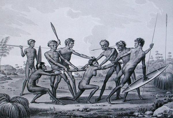Port Jackson, New Holland: Aboriginal pre-marriage seremoni, fra 