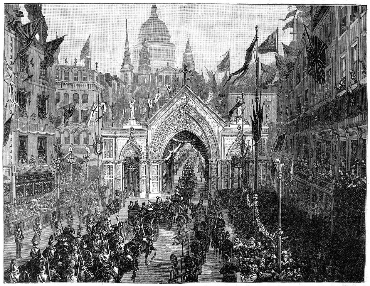 Prosesjonen ved Ludgate Hill, Thanksgiving Day, London, 1900. av N. Chevalier