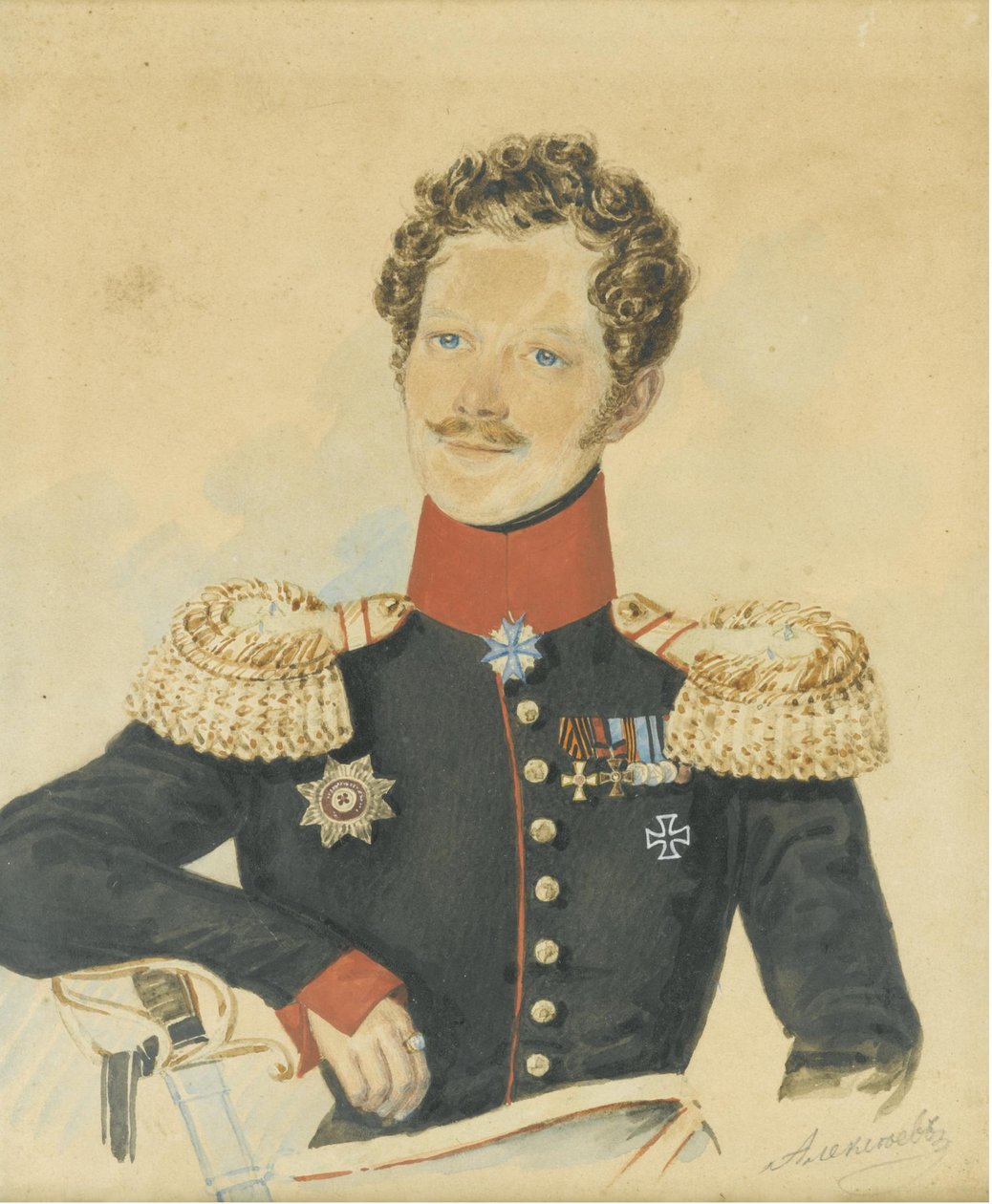 Portrett av Yegor Fyodorovich Meiendorf 1794-1879 av N. M. Alexeyev