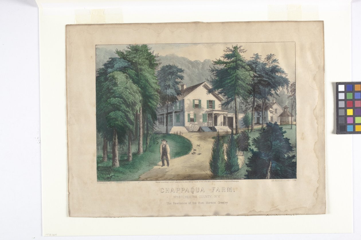 Chappaqua Farm, West Chester County, New York (håndfarget litografi) av N. and Ives J.M. (1824 95) Currier