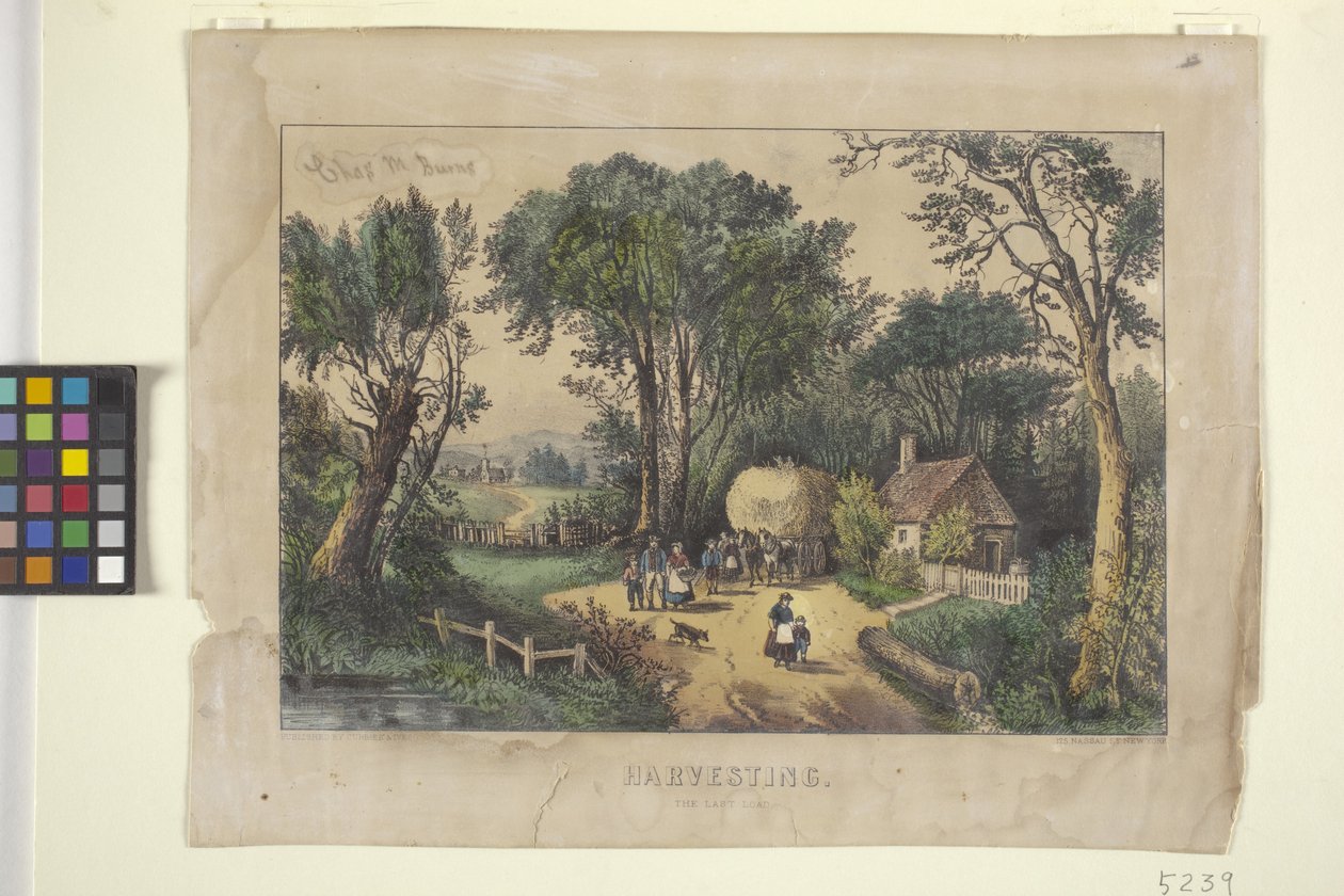 Høsting. The Last Load (håndfarget litografi) av N. and Ives J.M. (1824 95) Currier