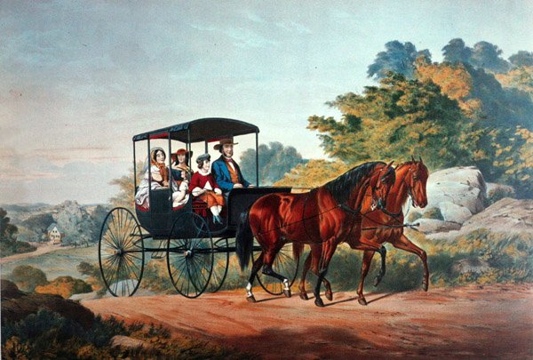 Livet på landet: Morgenturen av Currier and Ives