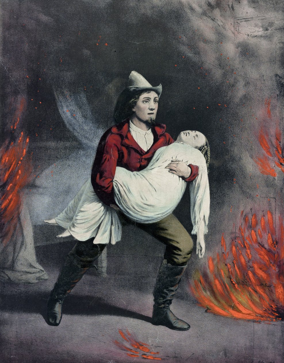 Den amerikanske brannmannen av N. Currier and Ives J.M.