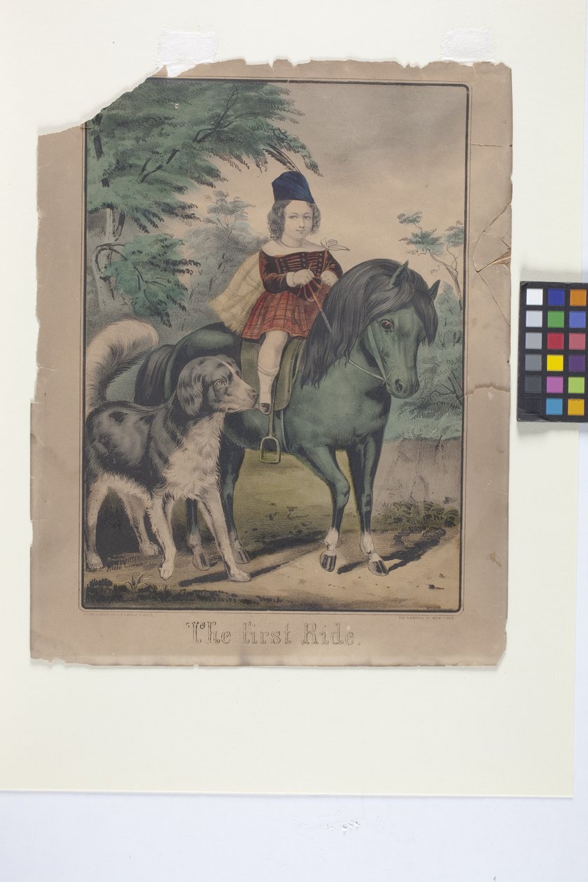 The First Ride (håndfarget litografi) av N. and Ives J.M. (1824 95) Currier