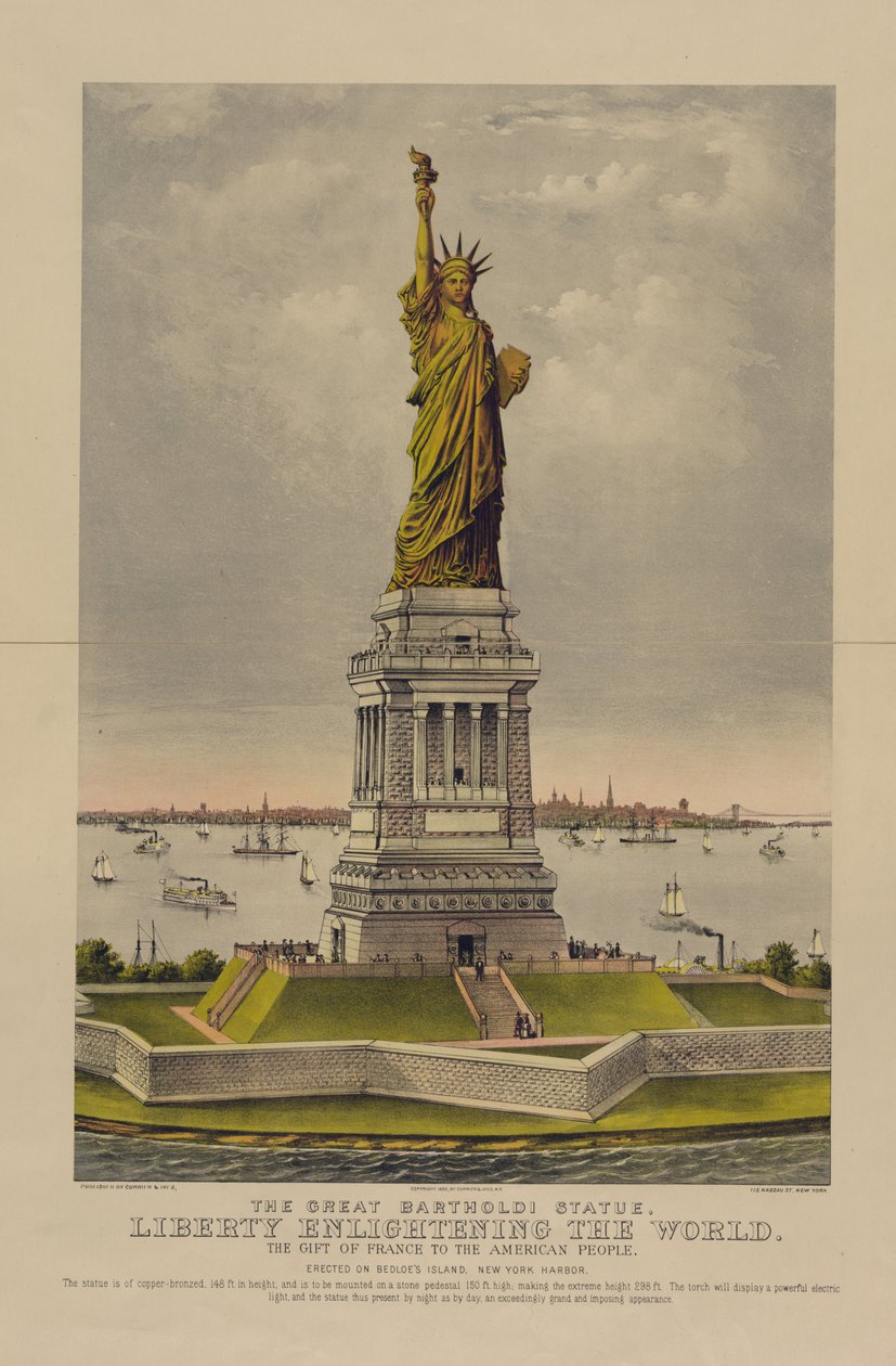 Den store Bartholdi-statuen, Liberty Enlightening the World, The Gift of France to the American People, ca. 1885 (kromolitografi) av Currier and Ives